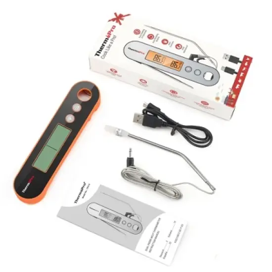 ThermoPro TP610W Waterproof Dual Probe Meat Thermometer with Alarm Programmable and Rechargeable Instant Read Food Thermometer W/ Rotating LCD Screen image {5}