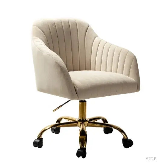 Alex Task Chair Velvet Upholstere Swivel Office Chair Desk Chair  with Channel-tufted Back and Gold metal base| Karat Home image {21}