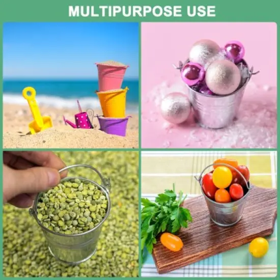 Unique Bargains Galvanized White Decorative Rustic Metal Bucket 4.7 x 5.1 Inch 6 Pcs image {2}