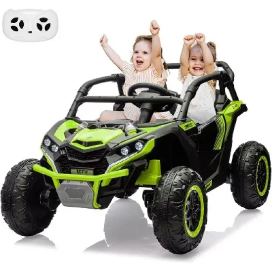 24V Kids UTV Off-Road, 4x4 Electric Truck w/Sunshade, Remote, LED Lights, Shock Absorber, Horn & Music Player image {8}