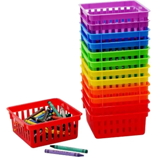 Square Classroom Baskets for Classroom Storage - 12 pcs - Crayon Organizer, Small Bins, 
Plastic Crayon Box, Crayon Storage, Pencil Tray image {6}