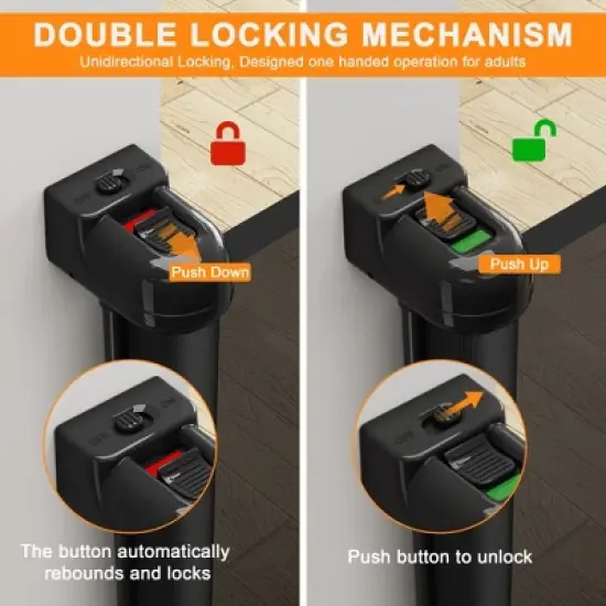 Lirago 2 Pack Retractable Baby Gate for Stairs with Door Pressure Mounted Walk Through Gate for Dogs Extends Wide for Indoor Outdoor Use Black image {2}