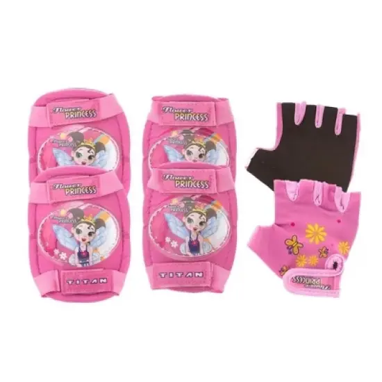 Titan Girl's Flower Princess BMX Bike for 4-9 Years with Training Wheels 16 Inch Kids Bicycle with Protective Elbow Knee Pads and a Helmet, Pink image {2}