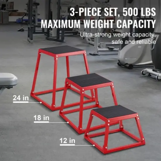 VEVOR Plyometric Jump Boxes, 12/18/24 Inch Plyo Box, Platform and Jumping Agility Box, Anti-Slip Fitness Exercise Step Up Box Set image {2}