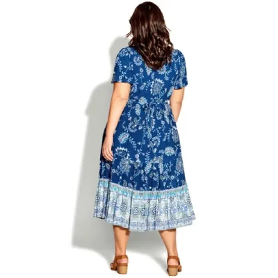 Women's Plus Size Zara Flutter Dress - navy | AVENUE image {1}