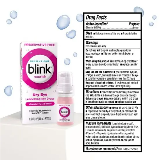 Blink Nourish Hydrating and Lubricating Eye Drops for Dry Eyes - Preservative Free - 0.33 fl oz image {6}