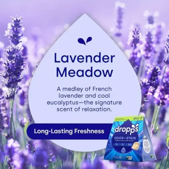 Dropps Laundry Odor & Stain Biobased Detergent Pods - Lavender Meadows - 40ct/12.6oz image {6}
