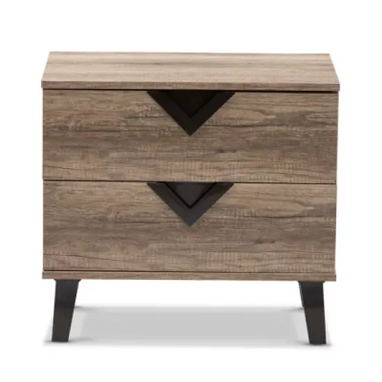 Swanson Modern and Contemporary Wood 2 - Drawer Nightstand - Light Brown - Baxton Studio image {2}