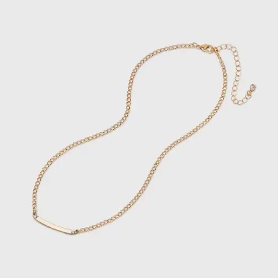 Curved Bar Short Necklace - A New Day&trade; Gold image {2}