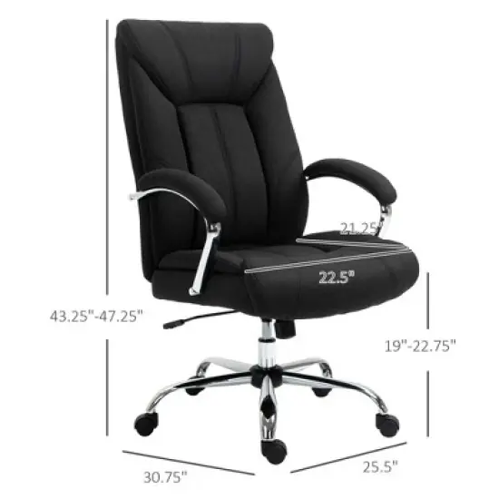 Vinsetto High Back Swivel Home Office Chair Task Ergonomic Linen Fabric Computer Chair with Arm Adjustable Height image {4}