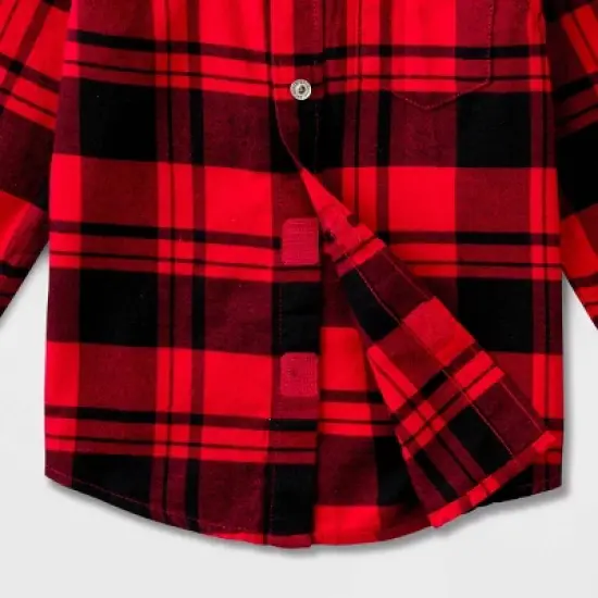 Toddler Boys' Adaptive Long Sleeve Button-Down Flannel Shirt - Cat & Jack&trade; Red image {3}