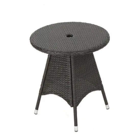 GDFStudio Outdoor Wicker Circular Bistro Table with Umbrella Hole image {4}
