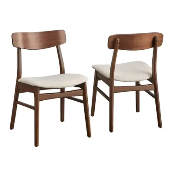 Buylateral Set of 2 Wave Solid Rubberwood Dining Chairs image {1}