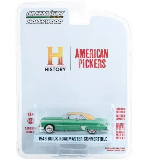 1949 Buick Roadmaster Convertible Green w/Tan Soft Top "American Pickers" (2010-Current) TV 1/64 Diecast Model Car by Greenlight image {2}