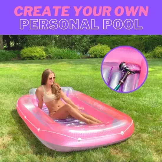 SWIMLINE ORIGINAL Suntan Tub Classic Edition Inflatable Floating Lounger Pink | Tanning Pool Hybrid Lounge | Comfort Pillow | Fill With Water image {4}