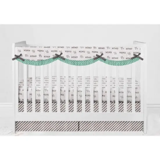 Bacati - Love Gray/Mint Long Side Crib Rail Guard Cover image {4}
