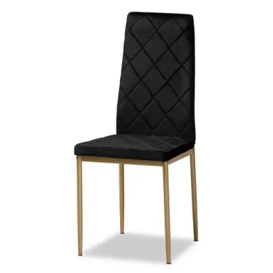 4pc Blaise Velvet Fabric Upholstered and Metal Dining Chair Set - Baxton Studio image {1}
