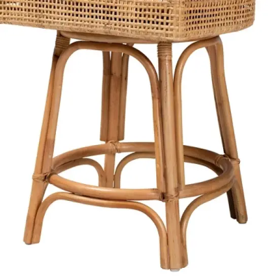 Bella Rattan Counter Stool Natural Brown/White - Baxton Studio image {6}