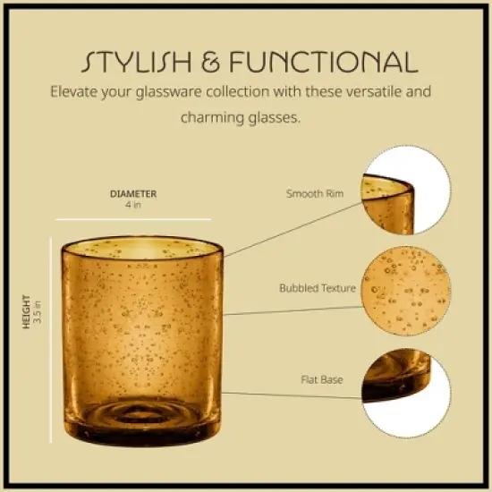 Artland Iris Double Old Fashioned Glass, 14 oz, Set of 4 image {5}