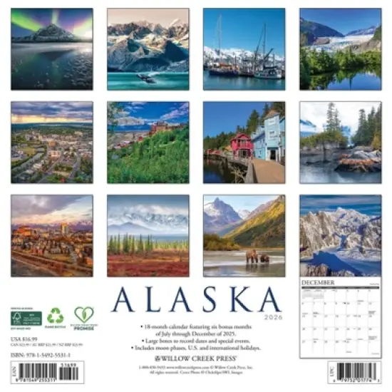 Willow Creek Press 2026 Alaska Wall Calendar image {1}