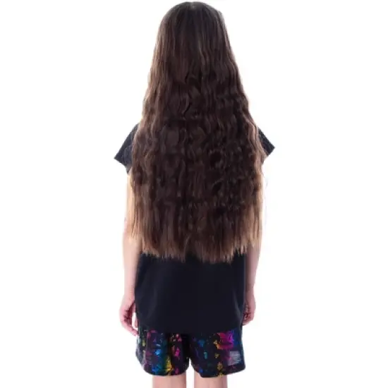 Harry Potter Girls' Hogwarts Rainbow Hologram Shirt and Shorts Pajama Set Black image {1}