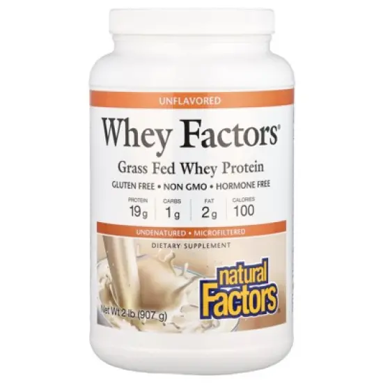 Natural Factors Whey Factors&reg;, Grass Fed Whey Protein, Unflavored, 2 lb (907 g) image {3}