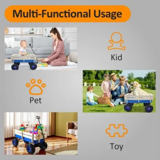 RISOKEYS Kids Wagon,with Removable Wooden Side Panels - Pet Wagon,Foldable Design,176lbs Capacity for Toys,Snacks and Outdoor Adventures image {7}