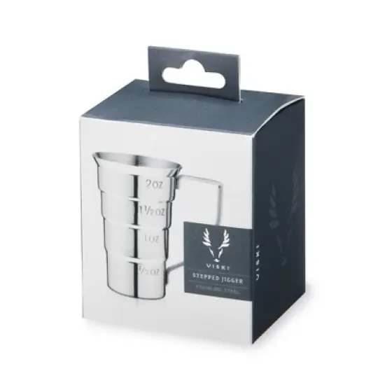 Viski Stepped Jigger With Handle, 4 Measurement Markings, Measuring Cup for Cocktail Recipes, 0.5 oz, 1 oz, 1.5 oz, & 2 oz, Stainless Steel, Silver image {6}