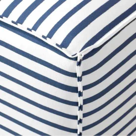 French Seam Ottoman in Nautical Stripe Navy - Skyline Furniture image {3}