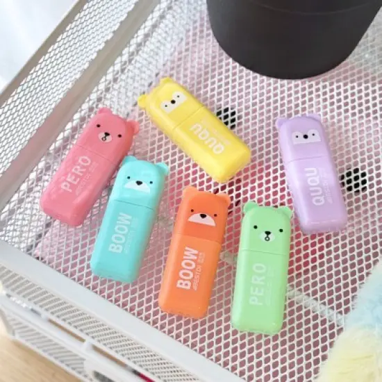 Wrapables Cute and Colorful Highlighters, Marker Pens, Stationery Supplies (Set of 6), Bears image {4}