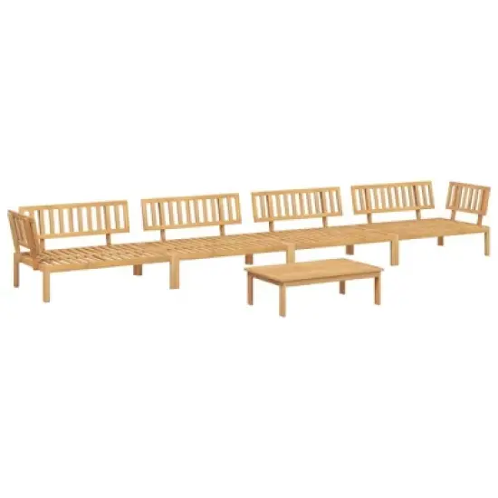 vidaXL - 5 Piece Patio Pallet Sofa Set - Acacia Wood Modular Garden/Deck Furniture with Table and Sofas - Outdoor Lounge image {8}