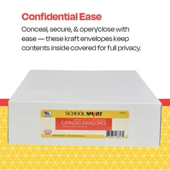 School Smart No Clasp Envelopes with Gummed Flap, 10 x 13 Inches, Kraft Brown, Box of 100 image {2}