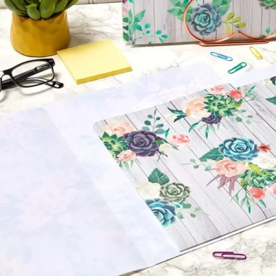 Paper Junkie 6-Pack Cactus Succulent Plastic File Cabinet Folders with 1/3 Cut Tab A4 Letter Size Document image {1}