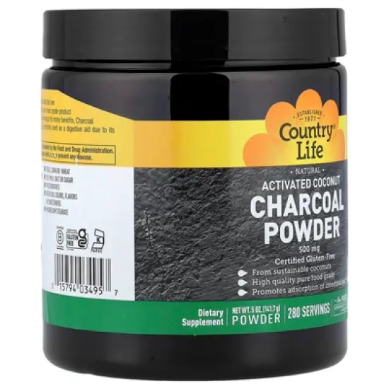 Country Life Activated Coconut Charcoal Powder, 500 mg, 5 oz (141.7 g) image {3}