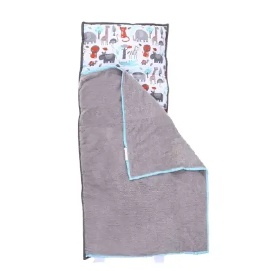 Bacati - Safari Jungle Animals Aqua Orange Gray Toddler Nap Mat image {3}