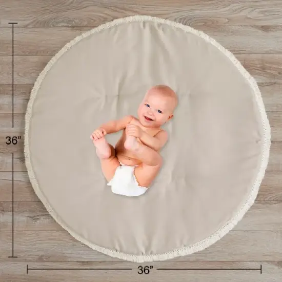 Sweet Jojo Designs Boy Girl Gender Neutral Unisex Baby Tummy Time Playmat Boho Fringe Taupe Linen Collection image {3}