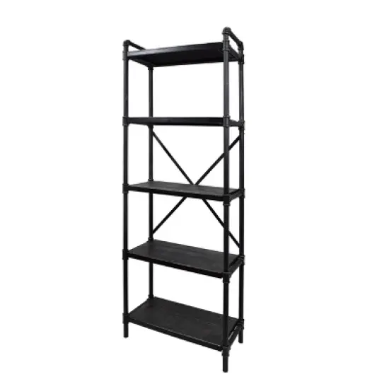 71" Driscoe Industrial 5 Shelf Firwood Bookcase Gray/Pewter - Christopher Knight Home image {2}