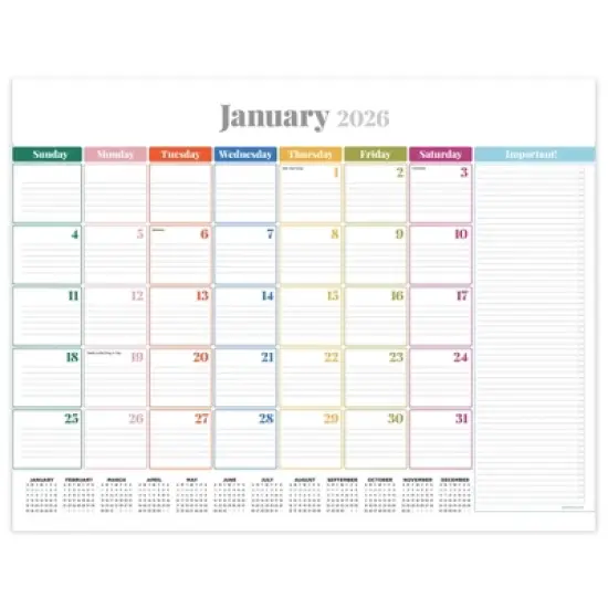 TF Publishing 22.5"x17.5" 2026 Rainbow Blocks Large Desk Pad Monthly Blotter Calendar image {5}