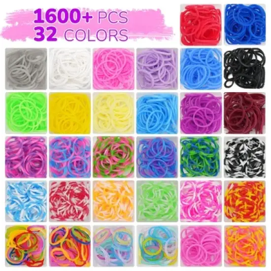 LotFancy 32 Colors Rubber Band Bracelet Kit, Loom Bracelet Making Refill Kit for Adults Ages 12+ image {4}
