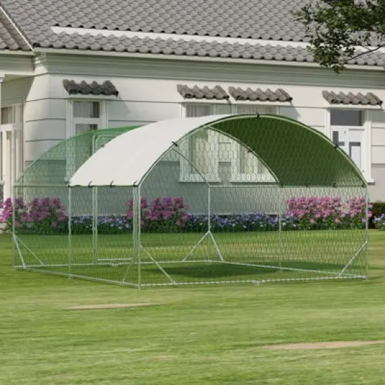 Chicken Coop, Large Chicken Run 9.8x13.1x6.5Ft - Metal Walk-in Cage with Cover, Outdoor Shelter for Ducks, Rabbits, Backyard Farm image {3}