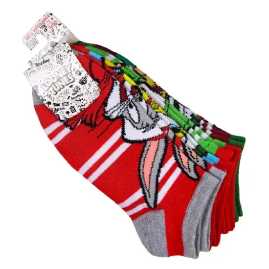 Looney Tunes Characters Striped Mix And Match Adult 5 Pack Ankle Socks Multicoloured image {2}