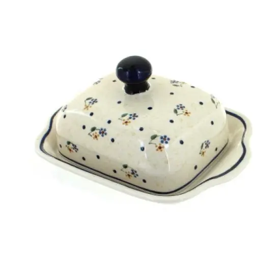 Blue Rose Polish Pottery 858 Zaklady Square Butter Dish image {2}