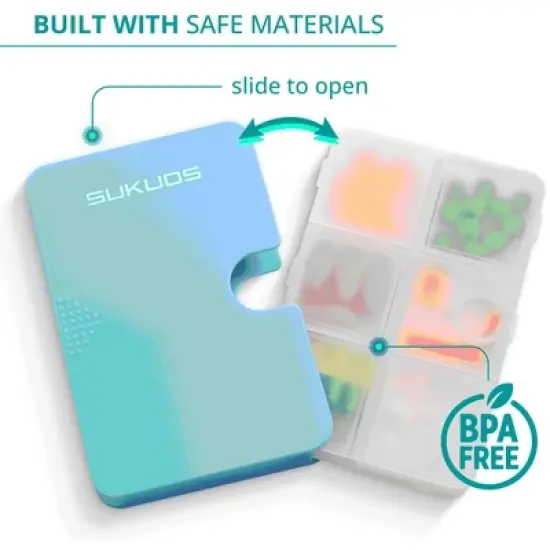 Sukuos Slim Pill Organizer 1 Pack, 4 Compartments, Portable Travel Pill Box, Vitamin Holder, Easy to Open Medicine Dispenser image {4}