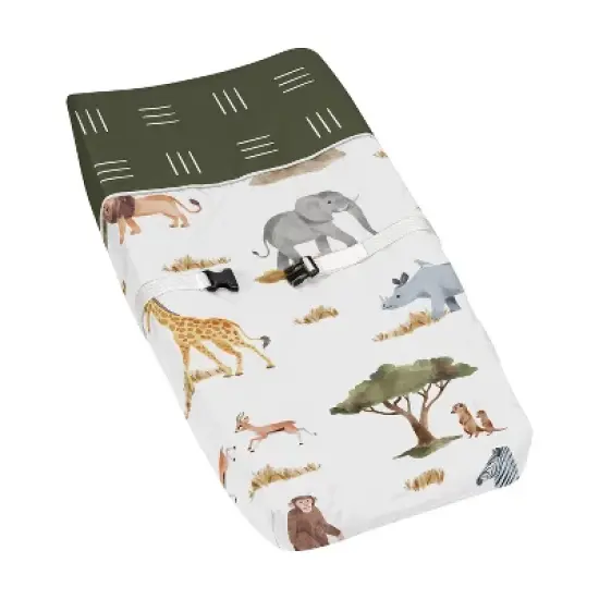 Sweet Jojo Designs Boy or Girl Gender Neutral Unisex Changing Pad Cover Jungle Animals Yellow Orange and White image {5}