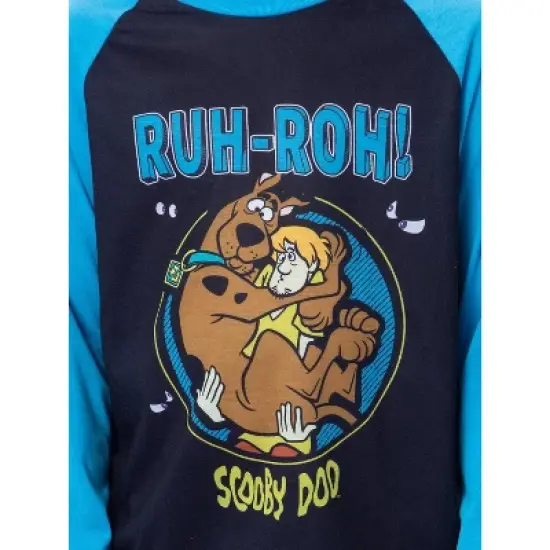 Scooby-Doo Boys' Scooby Shaggy Ruh-Roh! Raglan Sleep Pajama Set Blue image {2}