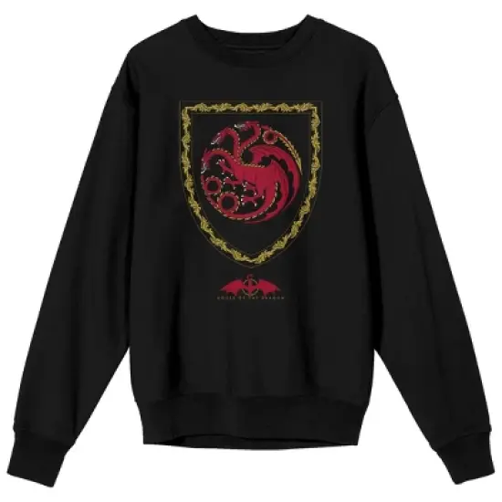 House of the Dragon Red Dragon Crest Men's Black Crewneck Sweatshirt image {3}