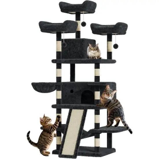 68.5" Heavy Duty Cat Tree for Large Cats, Multi-Level Tower with Plush Perches image {8}