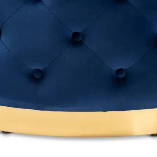 Sasha Velvet Upholstered Cocktail Ottoman Royal Blue/Gold - Baxton Studio image {2}