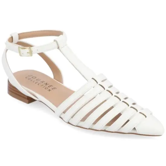 Journee Collection Womens Alivia Ankle Strap Block Heel Pointed Toe Flats image {13}