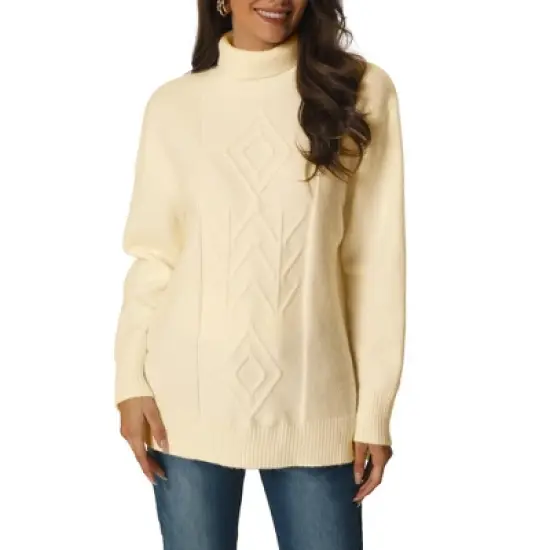 Seta T Women's Fall Winter Turtleneck Long Sleeve Spilt Hem Tunic Pullover Sweater image {7}